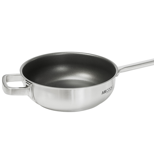 Edelstahl Wok mit Stiel, antihaftbeschichtet Ø 24 cm
